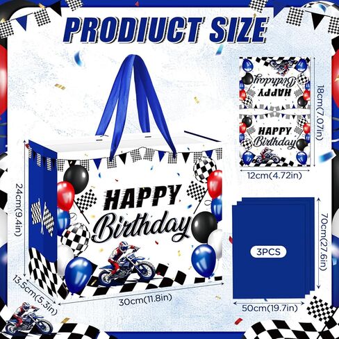 Neptniopllab Dirt Bike Birthday Gift Bag with Card & Wrapping Paper for Motorcycle Birthday Party Decoration Racing Motocross Motorbike Boy Men Goodie Treat Bag in Saudi Arabia