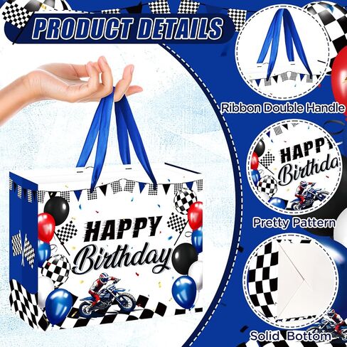 Neptniopllab Dirt Bike Birthday Gift Bag with Card & Wrapping Paper for Motorcycle Birthday Party Decoration Racing Motocross Motorbike Boy Men Goodie Treat Bag in Saudi Arabia