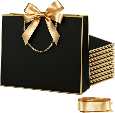 JOYIT 6 Pack Extra Large White Gift Bags - 17x5.5x12.6 Inch Gift Bags with Handles and Ribbon, XL Gifts Wrap Bags for Presents, Wedding, Birthday, Bridal Shower, Valentines Day, Baby Shower, Party in Saudi Arabia
