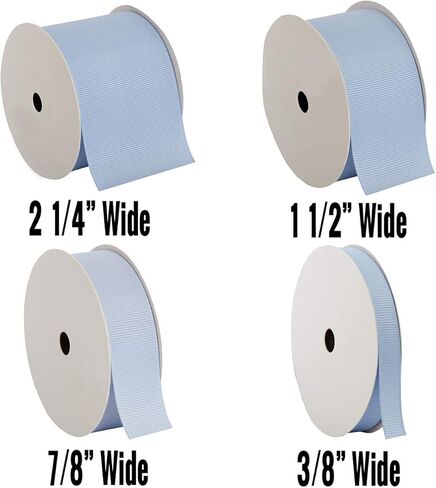 لفات شريط Threadart Grosgrain - بكرات 10 ياردة - 4 عروض 25 لونًا - نمط مضلع بألوان ثابتة - للأقواس والديكورات ومشابك الشعر والمزيد - عرض 1 1/2 بوصة - أزرق فاتح 333 in Kuwait