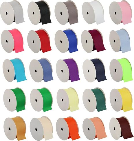 لفات شريط Threadart Grosgrain - بكرات 10 ياردة - 4 عروض 25 لونًا - نمط مضلع بألوان ثابتة - للأقواس والديكورات ومشابك الشعر والمزيد - عرض 1 1/2 بوصة - أزرق فاتح 333 in Kuwait
