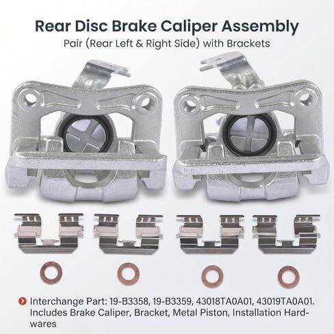 19B3358 + 19B3359 Pair Rear Disc Brake Caliper Assembly Compatible with 2008-2012 H'-onda Accord 2009-2014 A'cura TSX, Replace# FRC12163 FRC12164 Driver and Passenger Side in Saudi Arabia