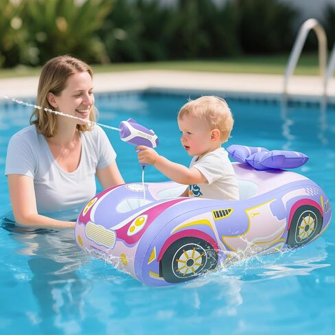 Automatic Water Gun with Toddler Pool Float, Inflatable Car Baby Swimming Float, Pool Toys for Girls Boys Kids in Saudi Arabia