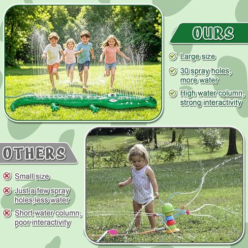 96" x 13" Extra Large Sprinkler for Kids,Outdoor Inflatable Crocodile Sprinkler Toddler Water Toy for Yard,Durable Summer Outside Splashing Water Spray Fun Toys for Lawn Garden Backyard in Saudi Arabia