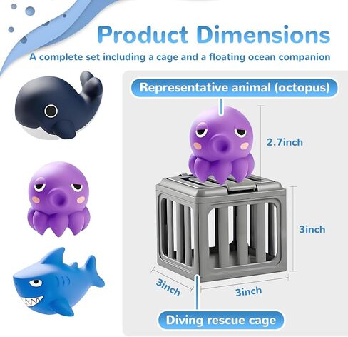 Underwater Dive Rescue, Pool Diving Toys with Storage Fish Box, Colorful Animal Pool Sinkies Swimming Training Game, Summer Pool Beach Party (3pc) in Saudi Arabia
