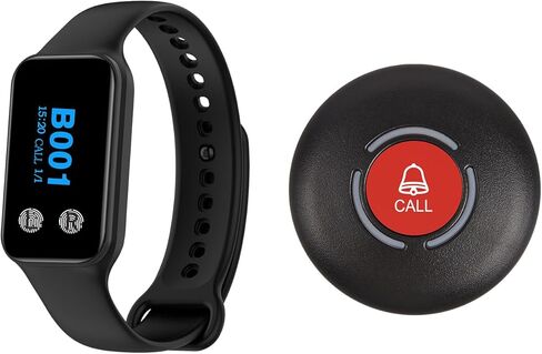 Caregiver Pager System with 500ft Long Range Vibration Alert,1 Receiver with 1 Wireless Waterproof Emergency Call Button for Elderly Care Home Patient (1 Receiver 200VT +1 Button N1B) in Saudi Arabia