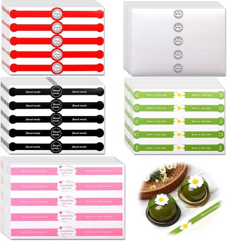 250 Pcs 5 Assorted Styles Seal Stickers, Tamper Proof Closure Labels for Food Baked Goods, Security Adhesive Tags Stickers for Food Packaging Handmade Bakery Small Business in Saudi Arabia