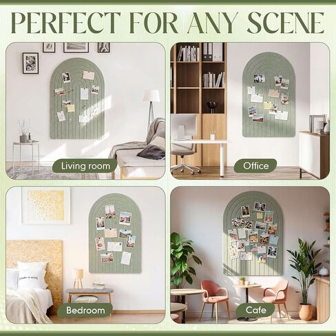 Large Arched Felt Bulletin Board 35" x 24" Felt Pin Cork Board Alternative No Drill Frameless Wall Tiles with 30 Gold Pins for Office Home Wall Decor Art Photo(Sage Green) in Saudi Arabia