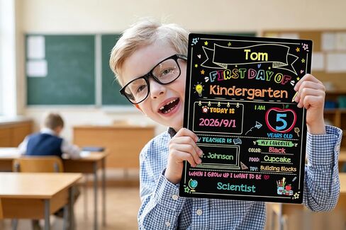 First Day of School Chalkboard with 6 Liquid Chalk Markers- 14"x11" Double Sided Reusable Back to School Board, First and Last Day of School Board Photo Prop for Kids Kindergarten Preschool in Saudi Arabia