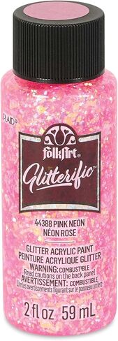 Plaid:Craft FolkArt Glitterific Glitter Paint 2oz-Neon Pink in Kuwait
