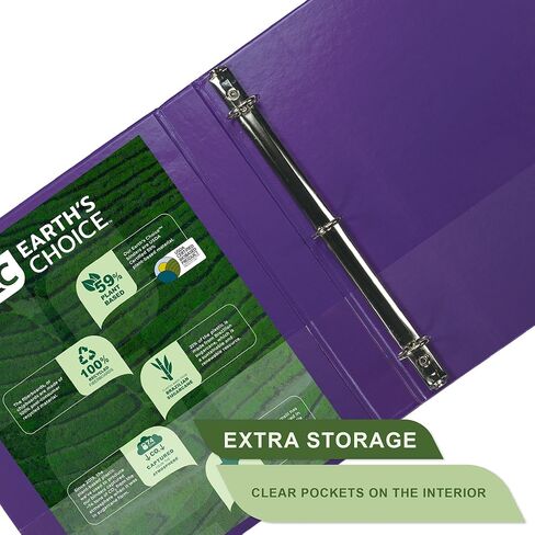 Samsill Plant-Based 1 Inch Durable Round Ring, View Binder, Eco-Friendly, USDA Certified Biobased, Single, Purple in Kuwait