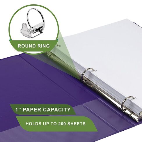 Samsill Plant-Based 1 Inch Durable Round Ring, View Binder, Eco-Friendly, USDA Certified Biobased, Single, Purple in Kuwait