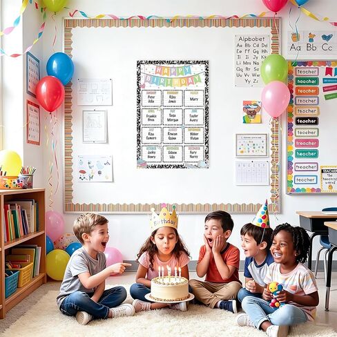 Happy Birthday Chart for Classroom Decor Composition Notebook Birthday Calendar Back to School Decorations Wall Hanging Class Bulletin Board Sign Schoolgirl Style Birthday Poster Classroom Decorations in Saudi Arabia