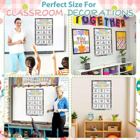Happy Birthday Chart for Classroom Decor Composition Notebook Birthday Calendar Back to School Decorations Wall Hanging Class Bulletin Board Sign Schoolgirl Style Birthday Poster Classroom Decorations in Saudi Arabia