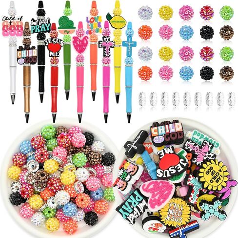 160 Pcs Jesus Pens Beadable Pens Ballpoint Faith Black Ink Pen Cute Writing Beaded Pen Kit Office Supply Bulk Gift Stationery Supplies for Christian in Saudi Arabia