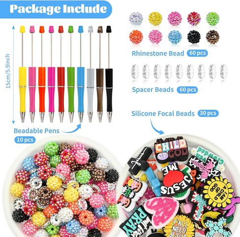 160 Pcs Jesus Pens Beadable Pens Ballpoint Faith Black Ink Pen Cute Writing Beaded Pen Kit Office Supply Bulk Gift Stationery Supplies for Christian in Saudi Arabia