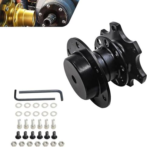 Car Quick Release Steering Wheel, 6-hole Anti-theft Hub Adapter with Hardware, Heightening Plate Snap-off Boss Kit, Modification Accessory for Race Motorsport Cars (Black) in Saudi Arabia