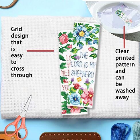 FREEBLOSS 6 Set Cross Stitch Bookmark Kits Flowers Pattern with Inspirational Words Stamped Cross Stitch Kit 11CT Embroidery Kit with Instructions for Beginners 20x6cm/8x2.4inch in Kuwait