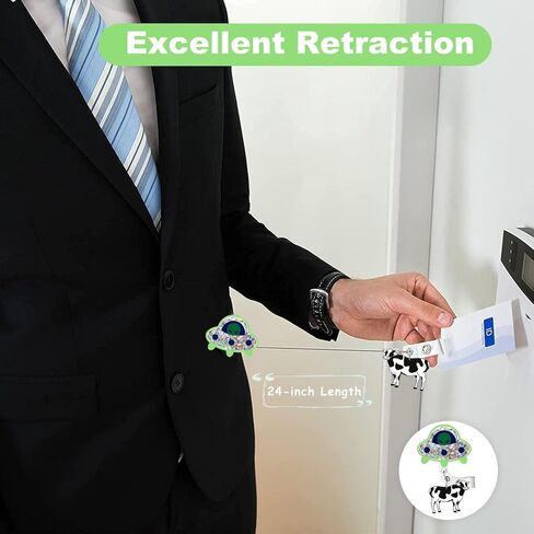 Cute UFO Cow Badge Reel, Funny Retractable Badge Reel Holder with Alligator Clip, ID Badge Holder for Nurses, Medical Assistant, Student, Office Staff in Saudi Arabia