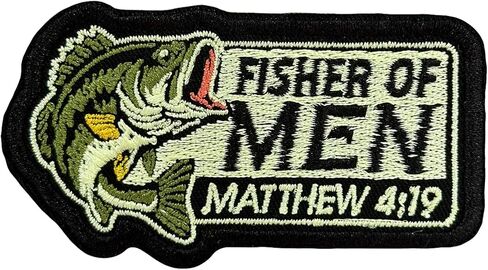 Fisher of Men Matthew 4 19 Patch Christian Fishing Bible Verse Jesus Religious Iron On Embroidery Patch for Caps, Bags, Backpacks, Hat, Jackets, Uniform DIY PVC Gifts for Her Him 3 Inches in Kuwait