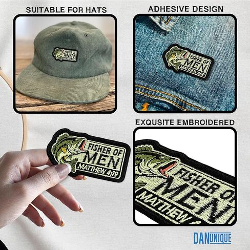 Fisher of Men Matthew 4 19 Patch Christian Fishing Bible Verse Jesus Religious Iron On Embroidery Patch for Caps, Bags, Backpacks, Hat, Jackets, Uniform DIY PVC Gifts for Her Him 3 Inches in Kuwait