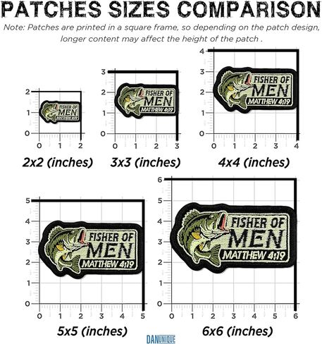 Fisher of Men Matthew 4 19 Patch Christian Fishing Bible Verse Jesus Religious Iron On Embroidery Patch for Caps, Bags, Backpacks, Hat, Jackets, Uniform DIY PVC Gifts for Her Him 3 Inches in Kuwait