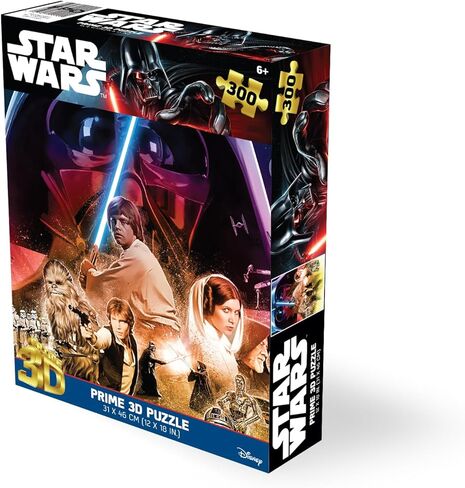 Prime 3D | Lucas | Star Wars | 300 Piece 3D Jigsaw Puzzle for Adults & Kids | Finished Size 12" x 18" | Challenging & Fun for Kids & Families | Immersive 3D Lenticular Effect in Saudi Arabia