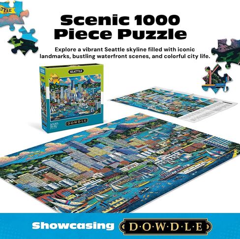 Buffalo Games Dowdle Seattle 1000 Piece Jigsaw Puzzle for Adults – Colorful City Scene, Premium Puzzle Board, Ages 14+ in Kuwait