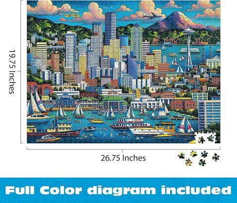 Buffalo Games Dowdle Seattle 1000 Piece Jigsaw Puzzle for Adults – Colorful City Scene, Premium Puzzle Board, Ages 14+ in Kuwait
