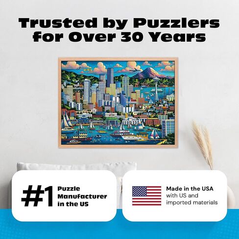 Buffalo Games Dowdle Seattle 1000 Piece Jigsaw Puzzle for Adults – Colorful City Scene, Premium Puzzle Board, Ages 14+ in Kuwait