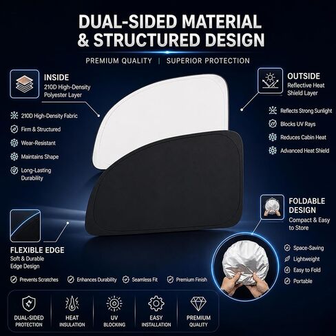 Front Windshield ＆ Side Window Sun Shade for 2007-2021 Toyo'ta Tundra Crew Max Cab Double Cab 4Door, Foldable Window Sunshade Sun Visor Protector, Window Shades Blocks UV Rays Heat, Pack of 3 in Saudi Arabia