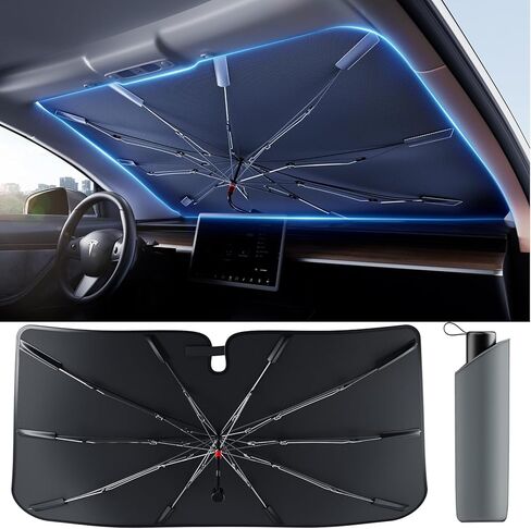 [2026 Upgrade] Weektic Windshield Sun Shade Umbrella, [Double Thickened Ice Crystal Coating] Sun & Heat Protection, Keep Vehicle Cool & Protect Interior, Zero Light Leakage Medium 57" L x 31" W in Saudi Arabia