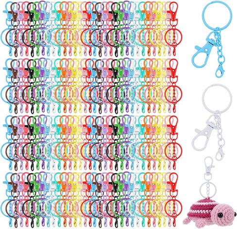 128 Pcs Colorful Swivel Snap Hook with Key Rings, Swivel Clasps Lanyard Clips Hooks, Lobster Claw Clasps Keychain Making Kit for Keychains DIY Crafts (16 Colors) in Kuwait