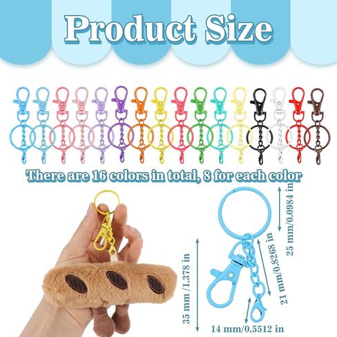 128 Pcs Colorful Swivel Snap Hook with Key Rings, Swivel Clasps Lanyard Clips Hooks, Lobster Claw Clasps Keychain Making Kit for Keychains DIY Crafts (16 Colors) in Kuwait