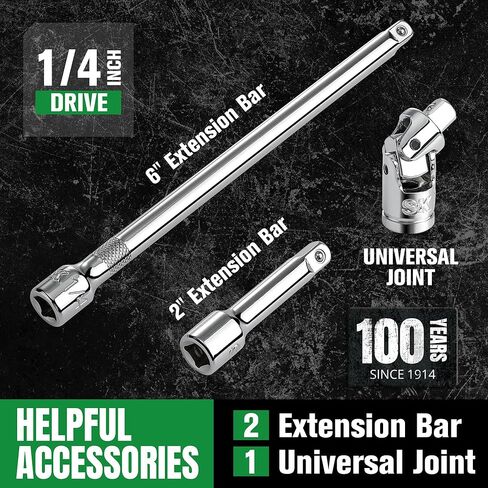 SK 1/4" Drive Socket Set with 160-P Ratchet, 24-Piece, SAE, SuperKrome Finish, Premium CR-V Construction, with EVA Foam Tool Organizer in Kuwait