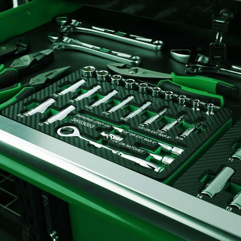 SK 1/4" Drive Socket Set with 160-P Ratchet, 24-Piece, SAE, SuperKrome Finish, Premium CR-V Construction, with EVA Foam Tool Organizer in Kuwait