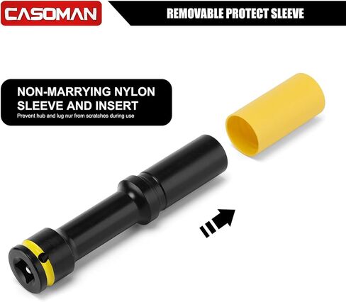 CASOMAN 3PCS 1/2" Drive Non-marring & Thin Wall Lug Nut Impact Socket Set, for Wheel Lug Nut Remover, Extra Deep 150mm, 6-Point, Metric, CR-MO, 17mm 19mm 21mm in Kuwait