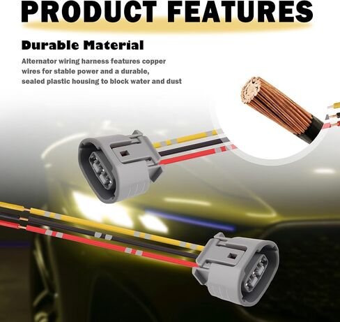2PCS Alternator Connector Plug,3-Pin Alternator Plug Pigtail Wiring Harness Compatible with Nissan Subaru Infiniti Suzuki Audi,Alternators Pigtail Connector Car Accessories in Saudi Arabia