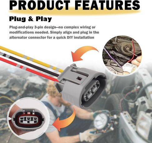 2PCS Alternator Connector Plug,3-Pin Alternator Plug Pigtail Wiring Harness Compatible with Nissan Subaru Infiniti Suzuki Audi,Alternators Pigtail Connector Car Accessories in Saudi Arabia