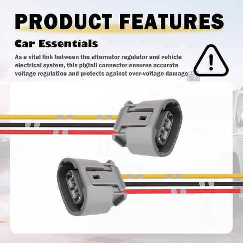 2PCS Alternator Connector Plug,3-Pin Alternator Plug Pigtail Wiring Harness Compatible with Nissan Subaru Infiniti Suzuki Audi,Alternators Pigtail Connector Car Accessories in Saudi Arabia