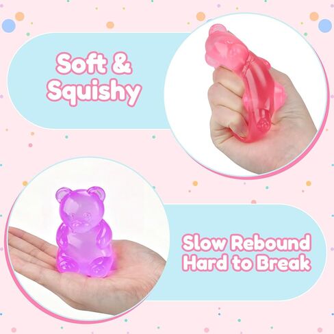 YOTOY 4 Pcs Fidget Squishy Toys for Kids Adults- Gummy Bear- Anxiety Stress Relief, Slow Rising, Quiet- for Office, School, Squeeze Squish Squishies Toys, Birthday Gifts, Party Favors for Boys Girls in Saudi Arabia