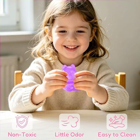 YOTOY 4 Pcs Fidget Squishy Toys for Kids Adults- Gummy Bear- Anxiety Stress Relief, Slow Rising, Quiet- for Office, School, Squeeze Squish Squishies Toys, Birthday Gifts, Party Favors for Boys Girls in Saudi Arabia