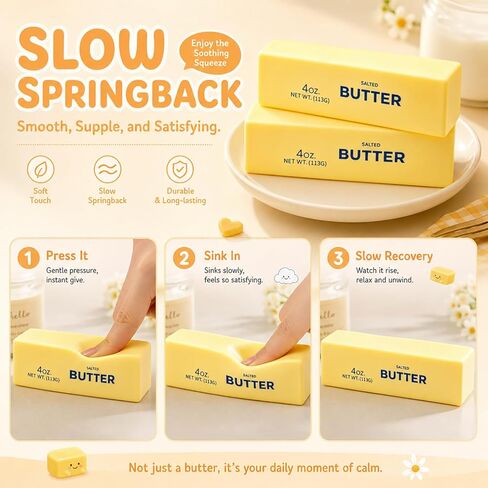 2 Pcs Butter Squishy Toys, Slow Rising Squishy Squeeze Toys for Kids, Squishies Butter Stick Stress Fidget Office Desk Toy for Adult Anxiety Relief in Saudi Arabia