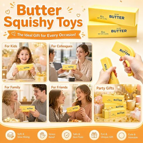 2 Pcs Butter Squishy Toys, Slow Rising Squishy Squeeze Toys for Kids, Squishies Butter Stick Stress Fidget Office Desk Toy for Adult Anxiety Relief in Saudi Arabia