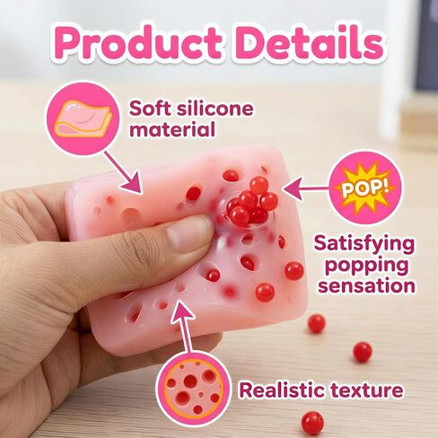 2 Pack Pimple Popping Fidget Pink White Stress Relief Anxiety Management Sensory Tool for Adults in Saudi Arabia