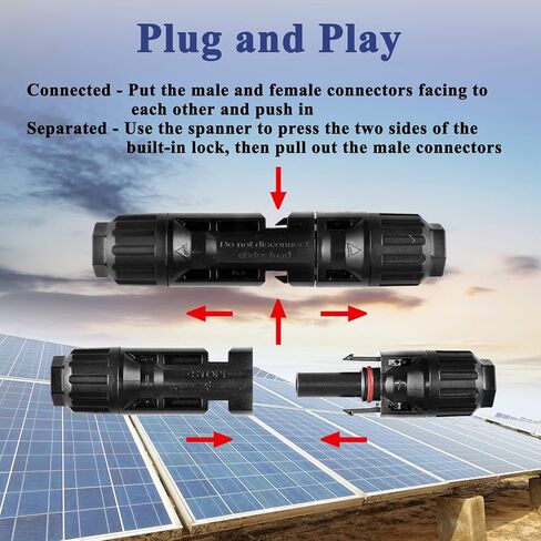 MUYI 22 PCS Solar Panel Connector Kit - 10 Pairs Connectors, 2 Spanner for Solar Panel Assembly and Installation(10AWG) in Kuwait