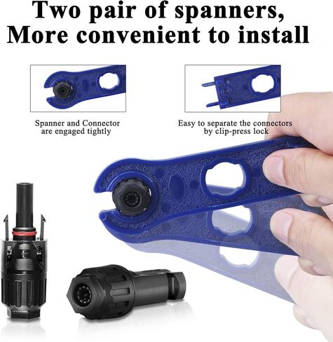 MUYI 22 PCS Solar Panel Connector Kit - 10 Pairs Connectors, 2 Spanner for Solar Panel Assembly and Installation(10AWG) in Kuwait