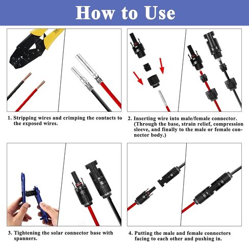 MUYI 22 PCS Solar Panel Connector Kit - 10 Pairs Connectors, 2 Spanner for Solar Panel Assembly and Installation(10AWG) in Kuwait