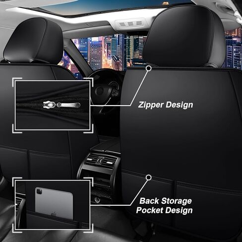 Car Seat Cover Full Set for Ford Bronco Sport Seat Covers 2021-2025, Nappa Leather Waterproof Seat Covers For Cars, Airbag Compatible, Universal Automotive Seat Covers(Standard Front Row/Black Blue) in Saudi Arabia