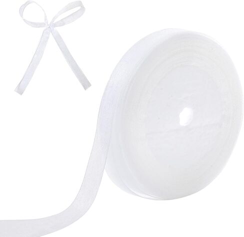 100 Yards Sheer Ribbon,1/2 inch Thin Organza Tulle Ribbon, White Mesh Chiffon Ribbon for Gift Wrapping, Wedding, Crafts, Decoration in Saudi Arabia
